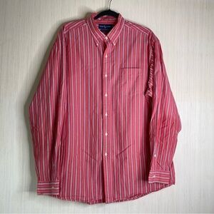 Ralph Lauren Men Coral Striped Cotton Long Sleeve Vintage Button Down Shirt XL